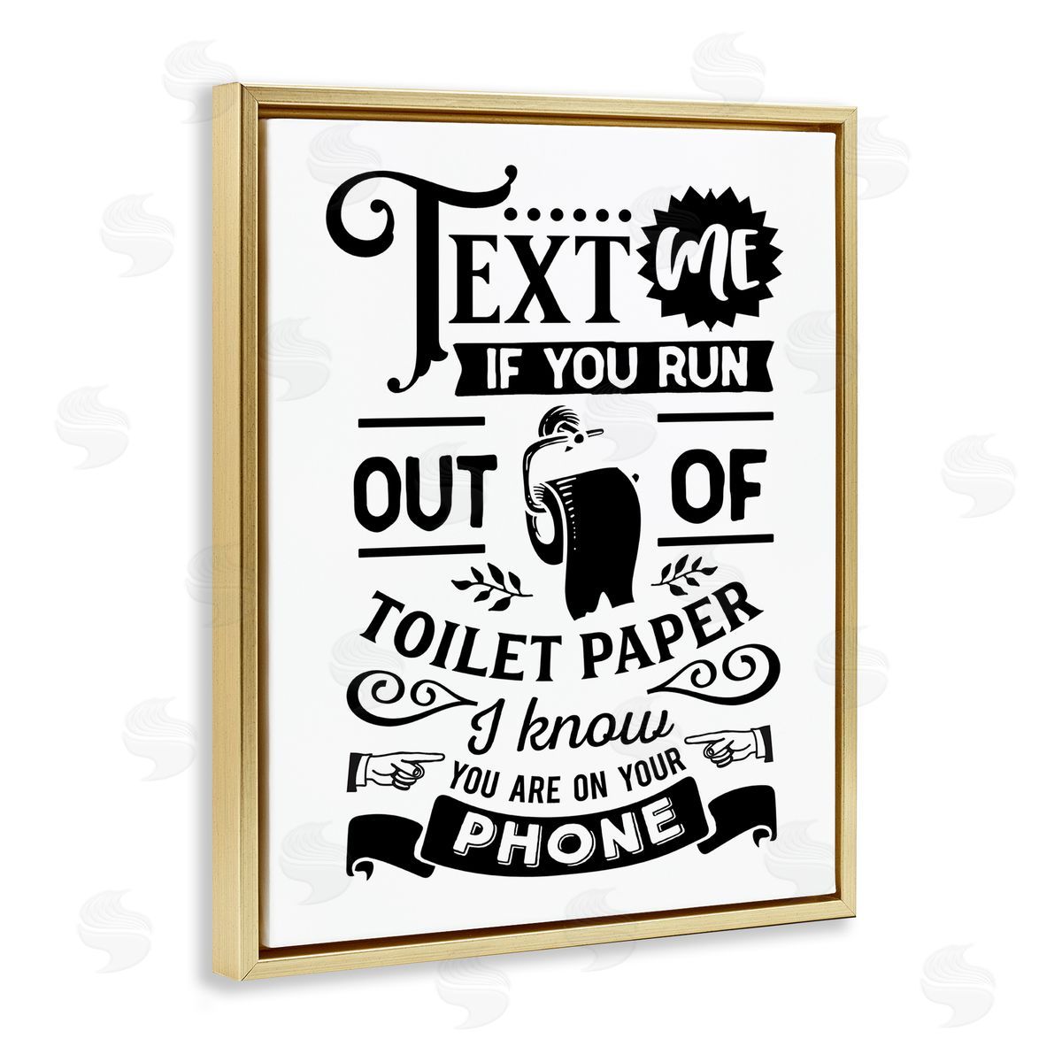 Lettered and Lined Text For Toilet Paper Vintage Text Bathroom Sign Gold Floating Frame Canvas Wall Art Print
