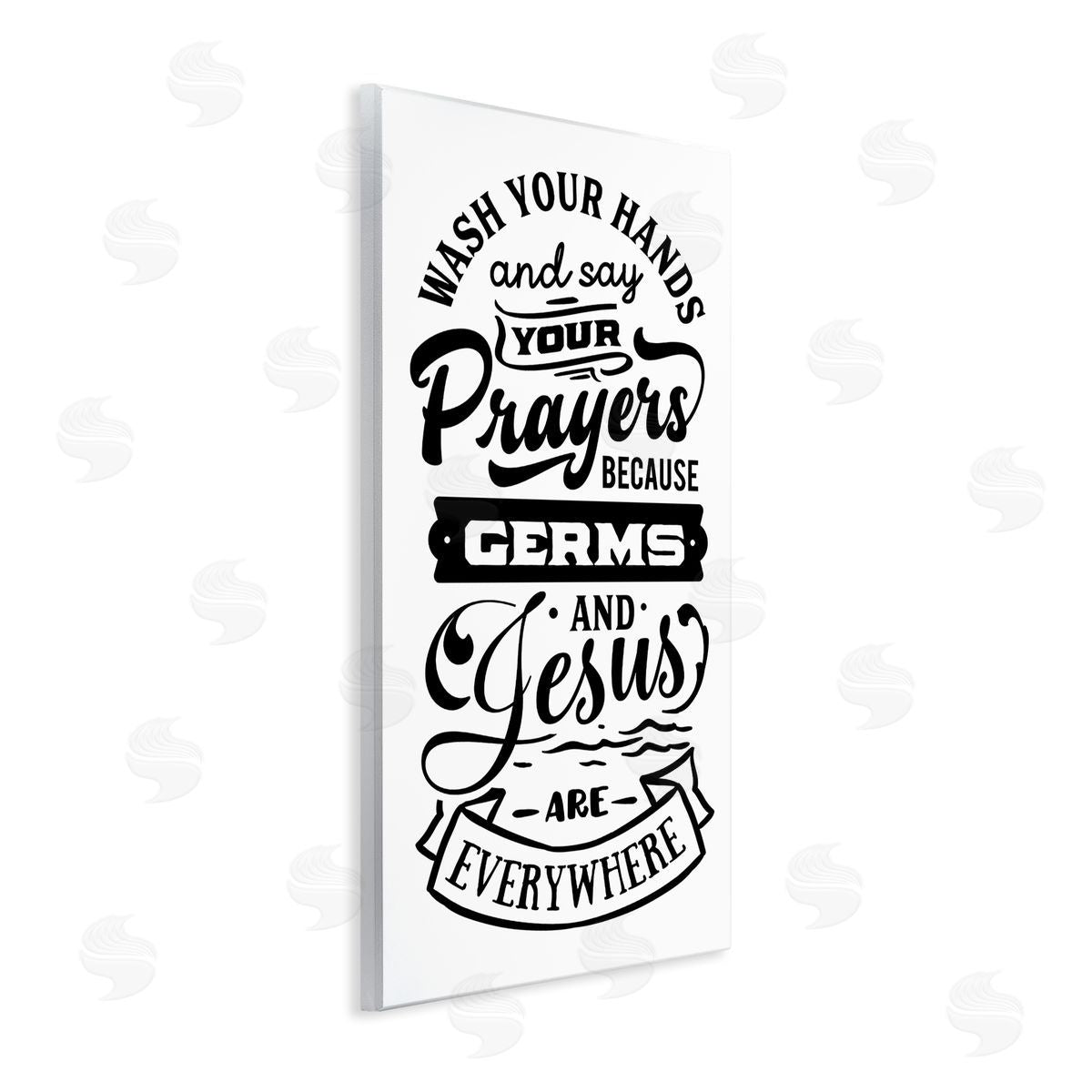 Lettered and Lined Wash Hands & Prayers Witty Religious Bathroom Sign Wall Plaque Art Print