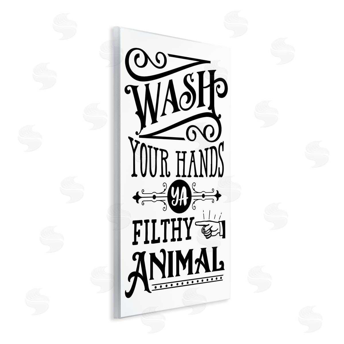 Lettered and Lined Wash Your Hands Vintage Symbol Serif Typography Wall Plaque Art Print