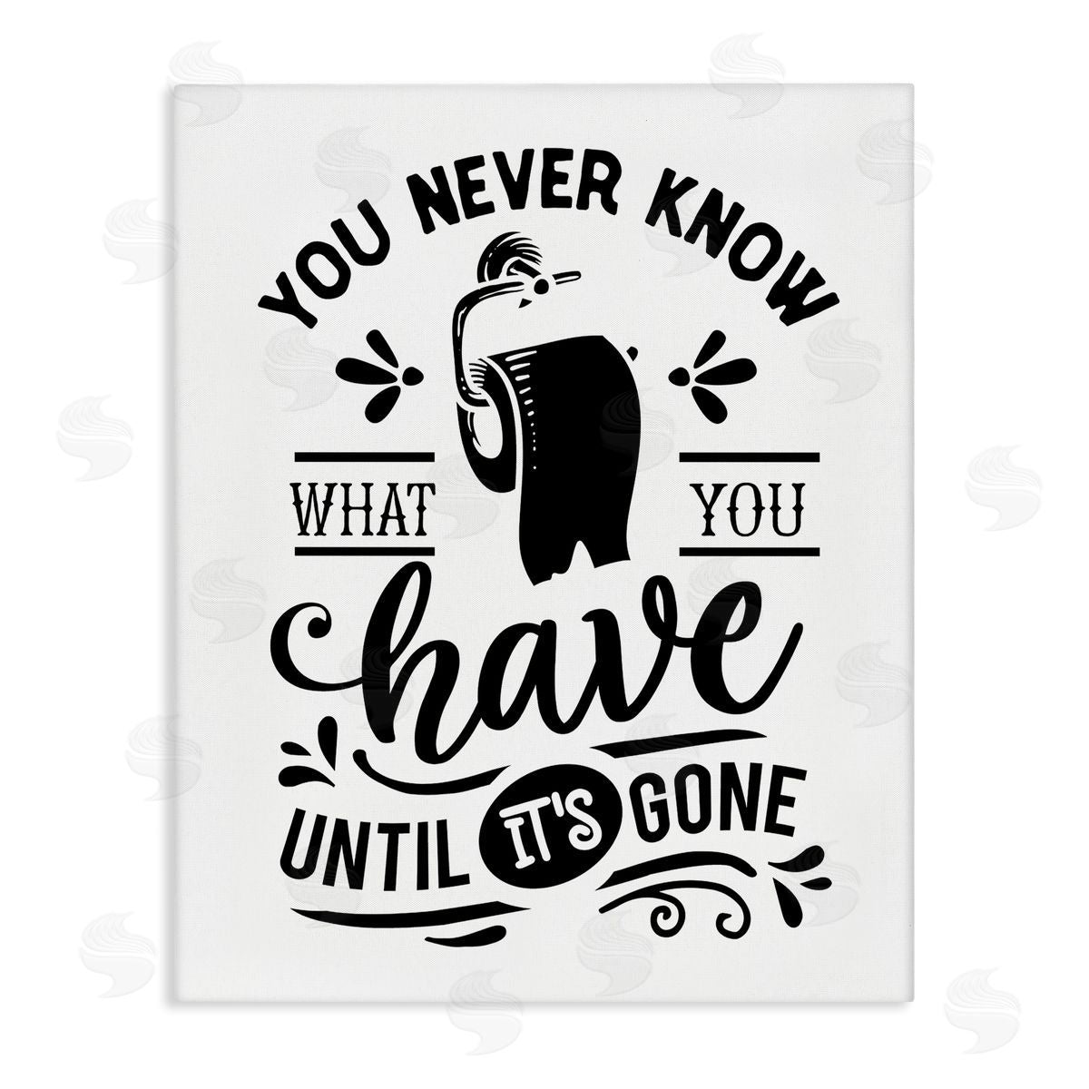 Lettered and Lined Silly Bathroom Humor Fancy Typography Toilet Paper Stretched Canvas Wall Art Print