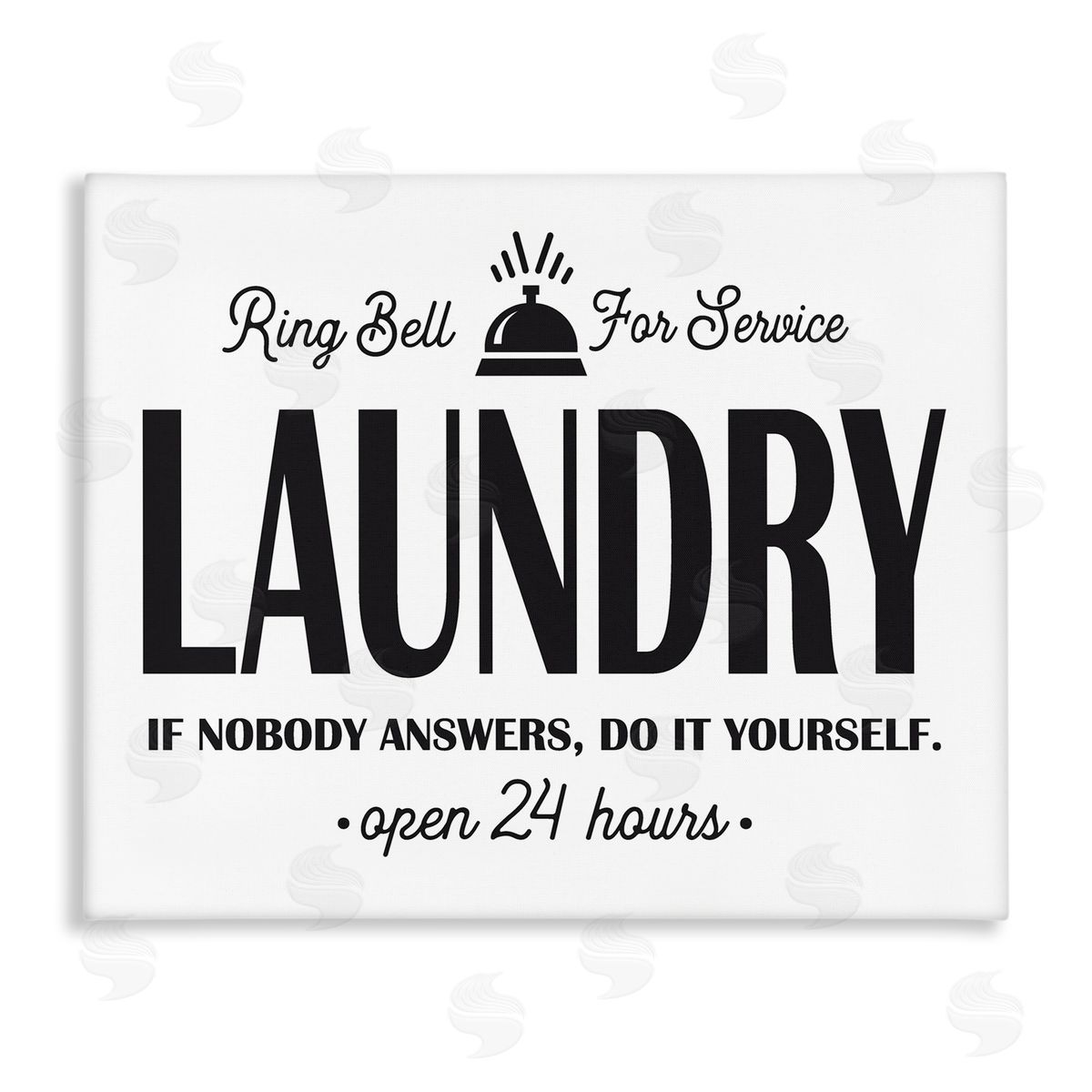 Lettered and Lined Ring Bell Laundry Signage Vintage Text  Stretched Canvas Wall Art Print