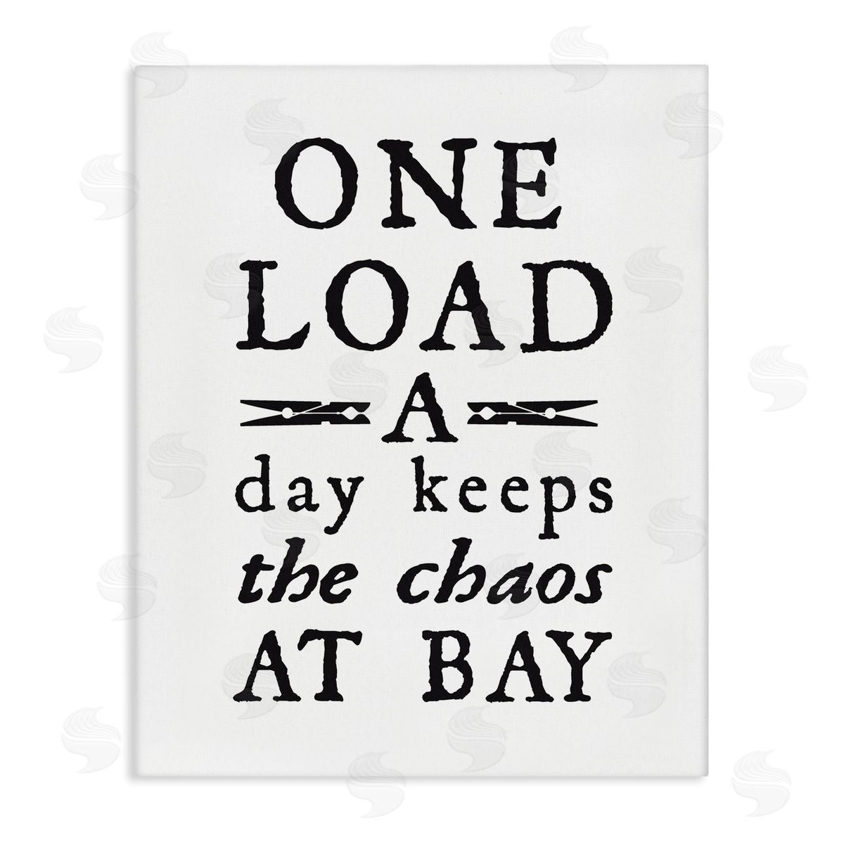 Lettered and Lined Laundry Clothespin Distressed Text Phrase Sign Stretched Canvas Wall Art Print