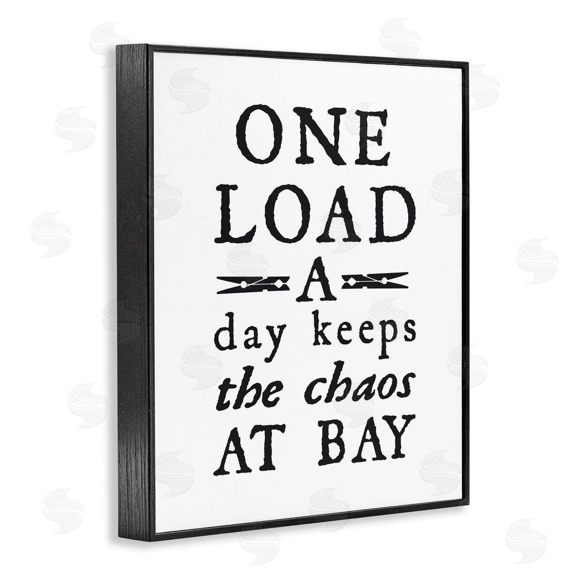Lettered and Lined Laundry Clothespin Distressed Text Phrase Sign Black Framed Giclee Wall Art Print