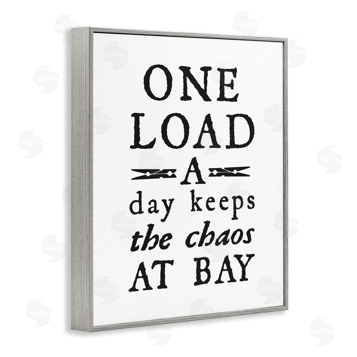 Lettered and Lined Laundry Clothespin Distressed Text Phrase Sign Gray Framed Giclee Wall Art Print