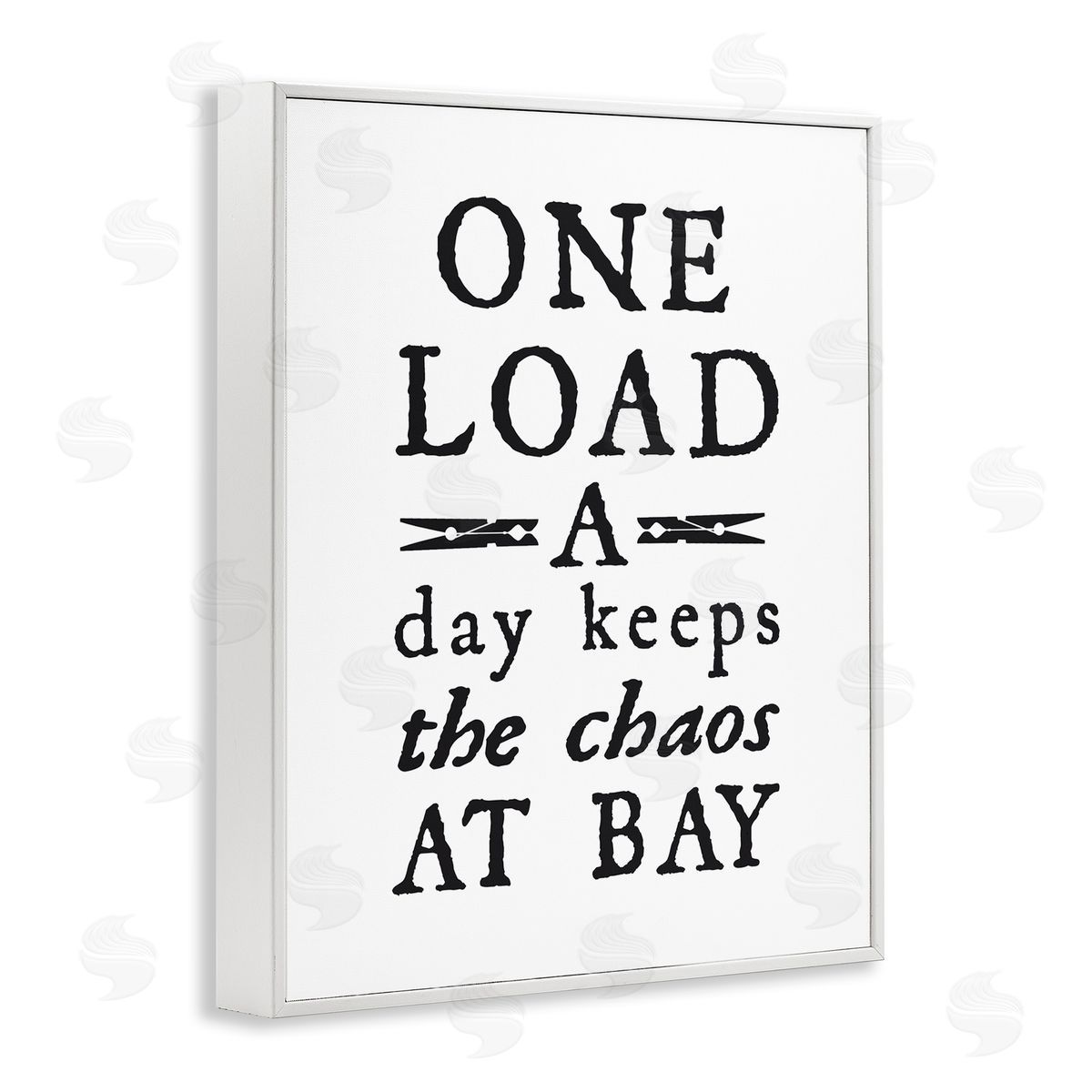 Lettered and Lined Laundry Clothespin Distressed Text Phrase Sign White Framed Giclee Wall Art Print