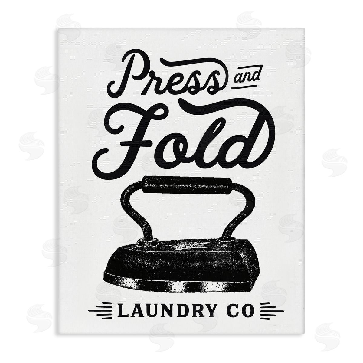 Lettered and Lined Press & Fold Antique Iron Laundry Lettering Phrase  Stretched Canvas Wall Art Print