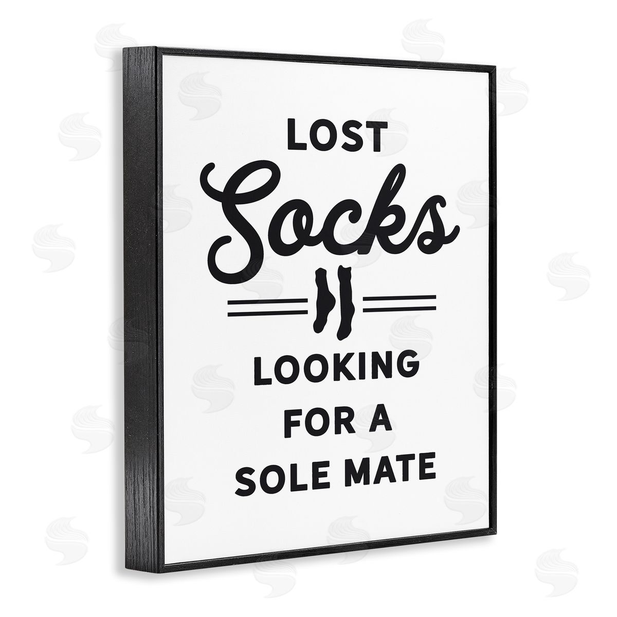 Lettered and Lined Lost Sock Soul Mate Laundry Room Saying  Black Framed Giclee Wall Art Print