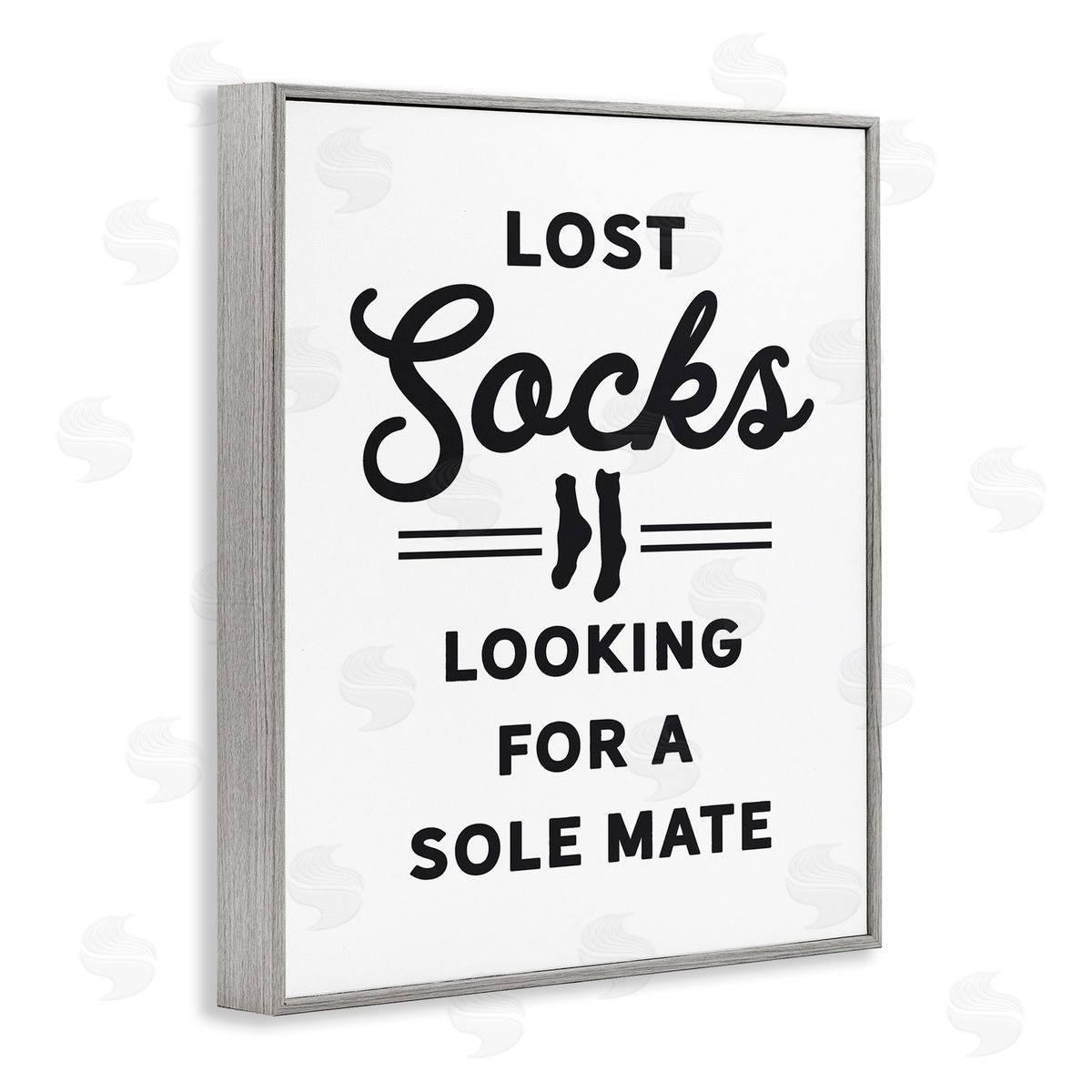Lettered and Lined Lost Sock Soul Mate Laundry Room Saying  Gray Framed Giclee Wall Art Print