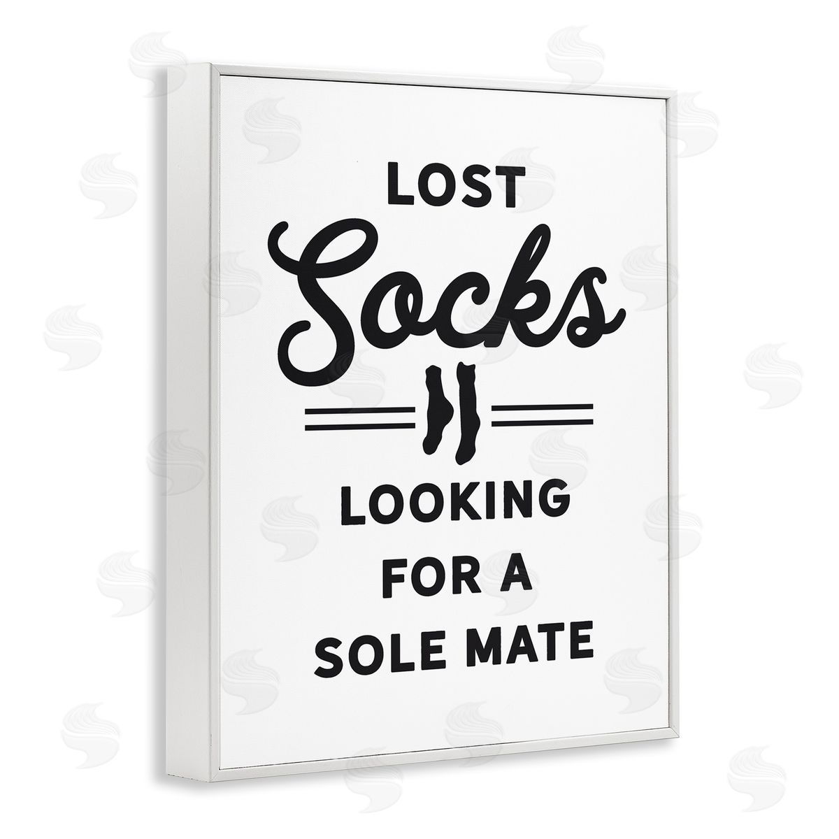 Lettered and Lined Lost Sock Soul Mate Laundry Room Saying  White Framed Giclee Wall Art Print
