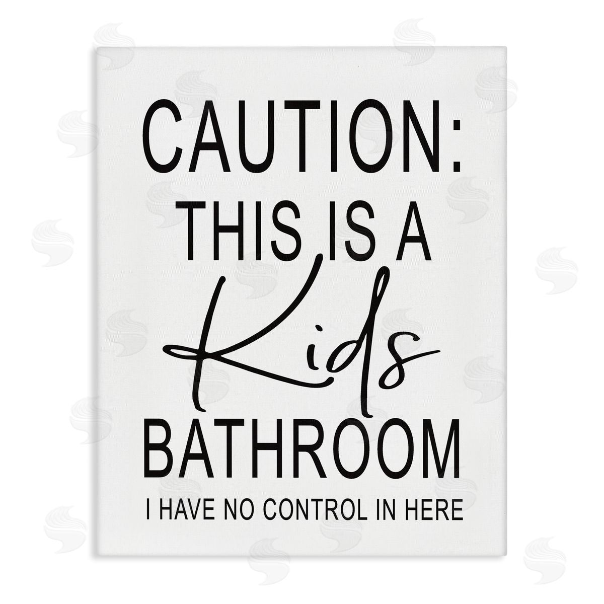Lettered and Lined Kids Bathroom No Control Casual Bathroom Sign Stretched Canvas Wall Art Print