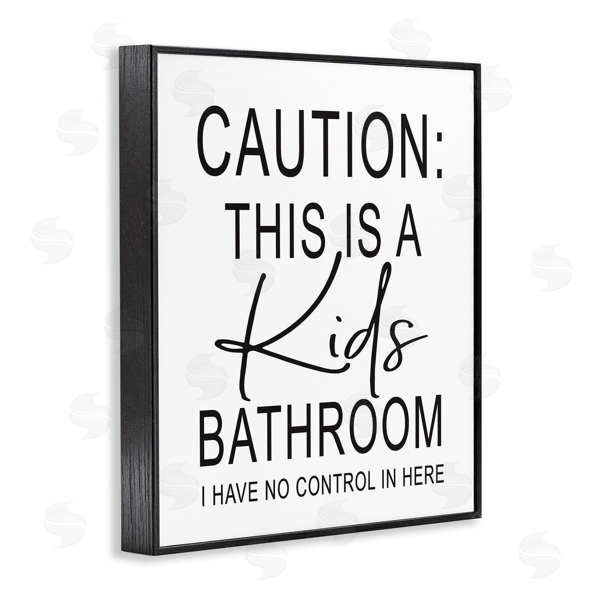 Lettered and Lined Kids Bathroom No Control Casual Bathroom Sign Black Framed Giclee Wall Art Print