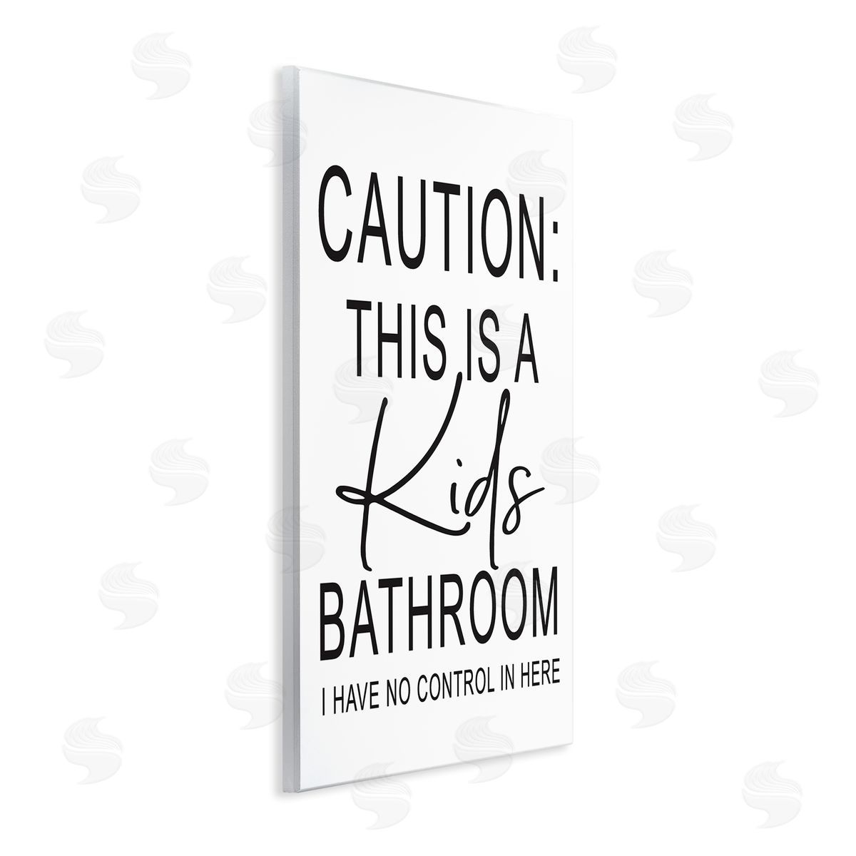 Lettered and Lined Kids Bathroom No Control Casual Bathroom Sign Wall Plaque Art Print