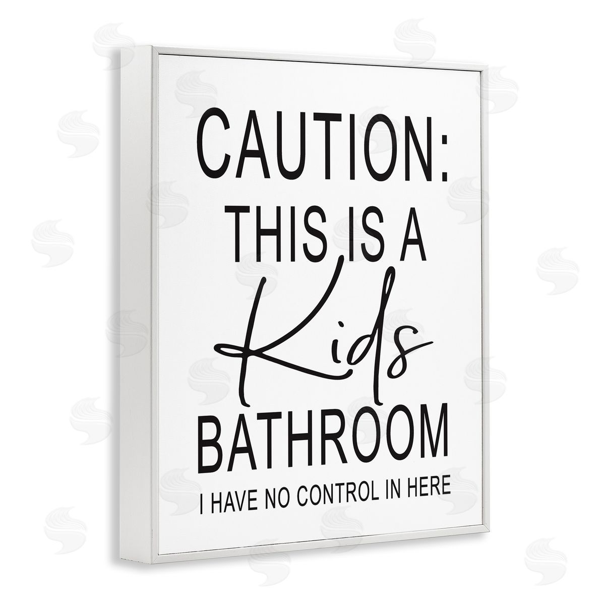 Lettered and Lined Kids Bathroom No Control Casual Bathroom Sign White Framed Giclee Wall Art Print