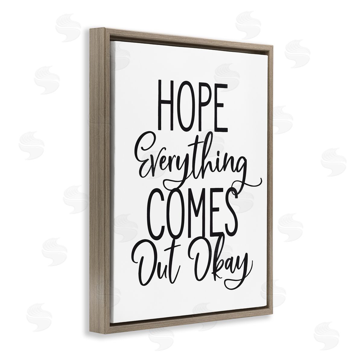 Lettered and Lined Casual Bathroom Calligraphy Sign Humor Phrase Brown Floating Frame Canvas Wall Art Print