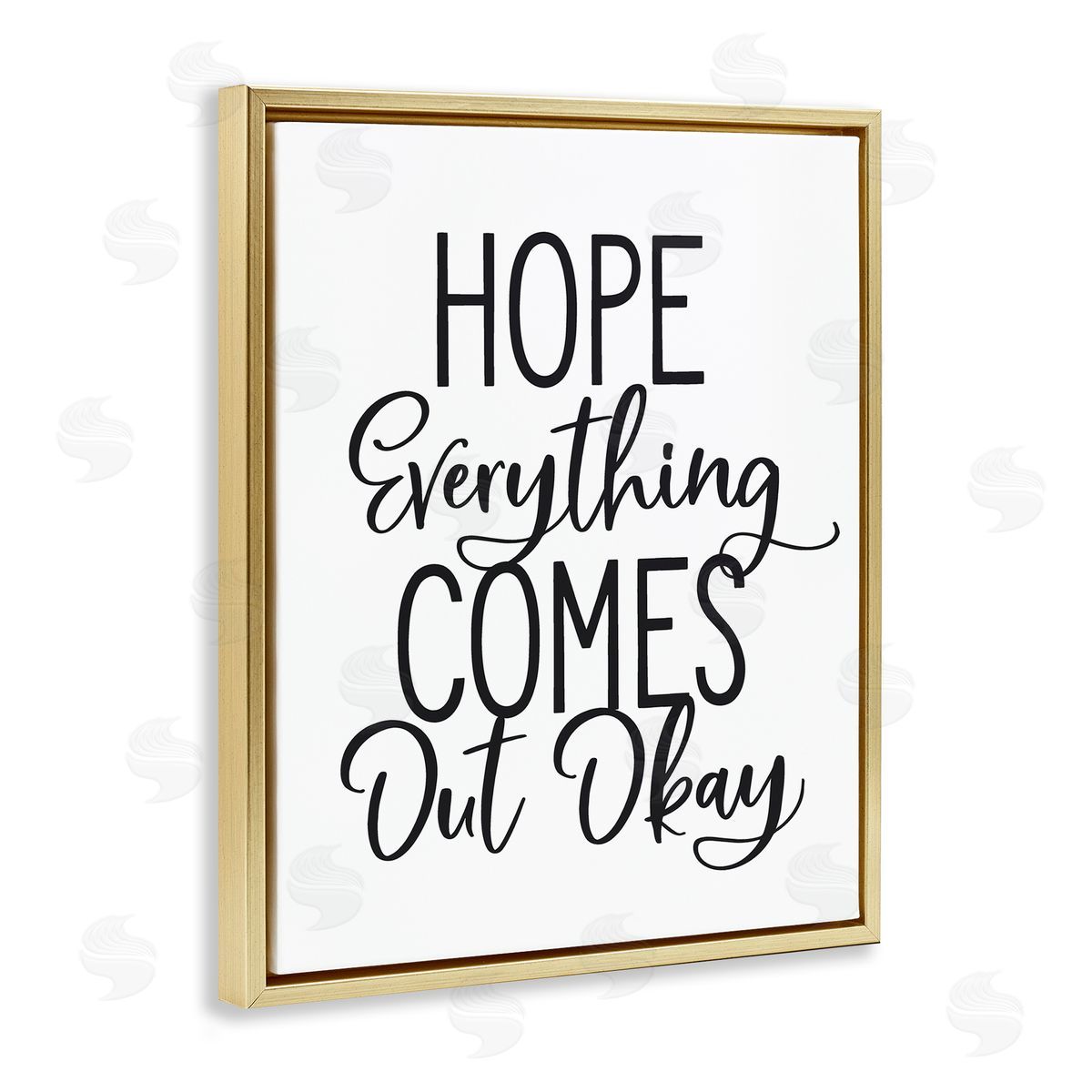 Lettered and Lined Casual Bathroom Calligraphy Sign Humor Phrase Gold Floating Frame Canvas Wall Art Print