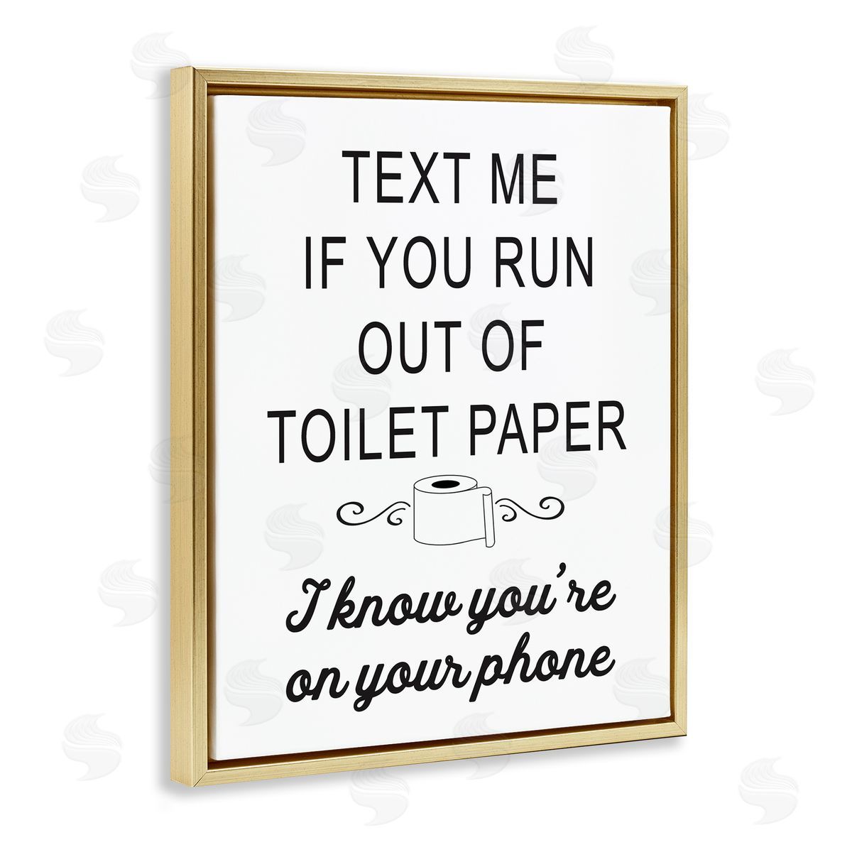 Lettered and Lined No Toilet Paper Humorous Bathroom Fancy Lettering  Gold Floating Frame Canvas Wall Art Print