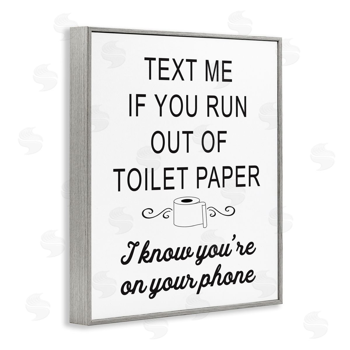 Lettered and Lined No Toilet Paper Humorous Bathroom Fancy Lettering  Gray Framed Giclee Wall Art Print