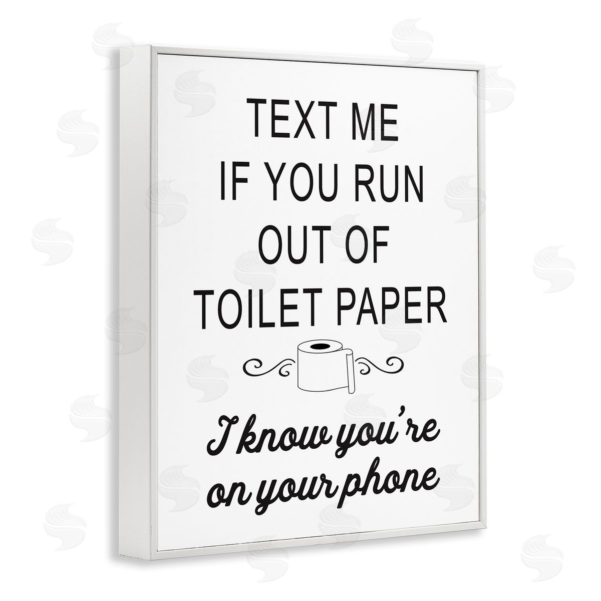 Lettered and Lined No Toilet Paper Humorous Bathroom Fancy Lettering  White Framed Giclee Wall Art Print