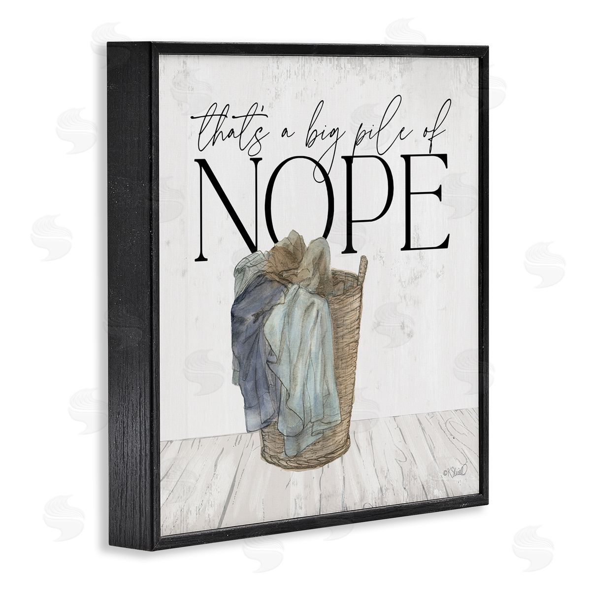 Kate Sherrill Big Pile of Nope Text Laundry Phrase Drawing Black Framed Glicee Wall Art Print