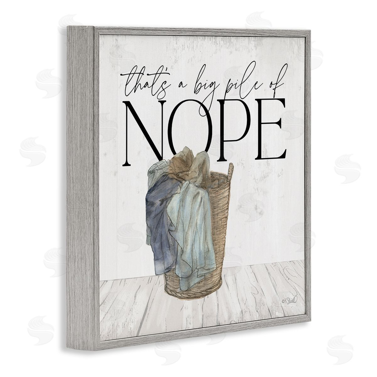 Kate Sherrill Big Pile of Nope Text Laundry Phrase Drawing Gray Framed Glicee Wall Art Print