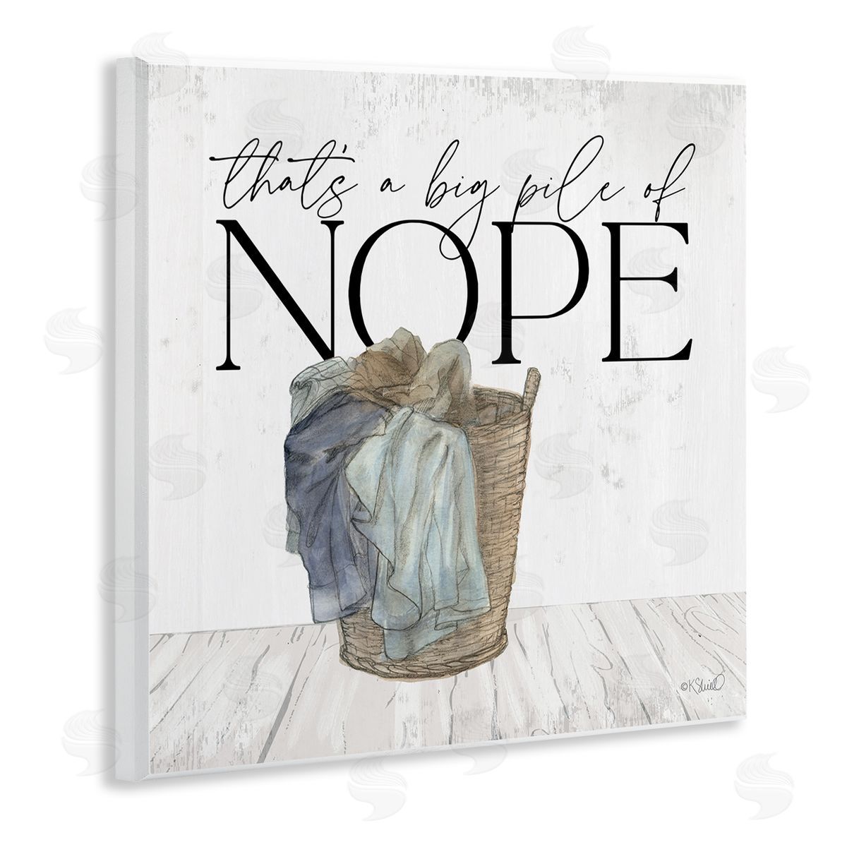 Kate Sherrill Big Pile of Nope Text Laundry Phrase Drawing Wooden Wall Plaque Art Print