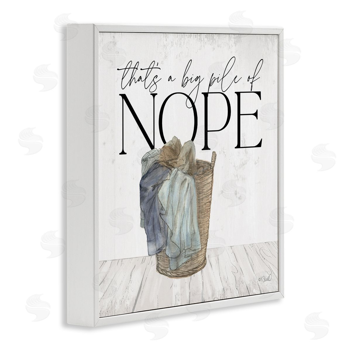 Kate Sherrill Big Pile of Nope Text Laundry Phrase Drawing White Framed Glicee Wall Art Print