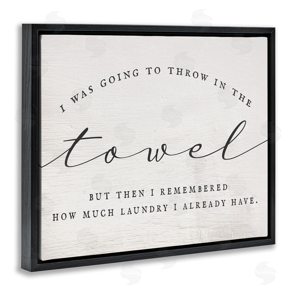 Stupell Studio Humorous Laundry Script Text Sign Grainy Pattern Black Floating Frame Canvas Wall Art Print