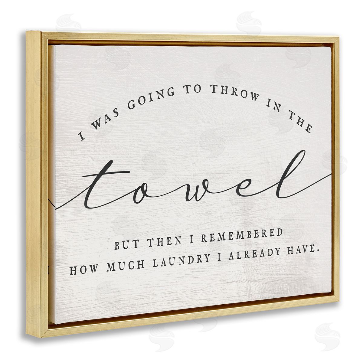 Stupell Studio Humorous Laundry Script Text Sign Grainy Pattern Gold Floating Frame Canvas Wall Art Print
