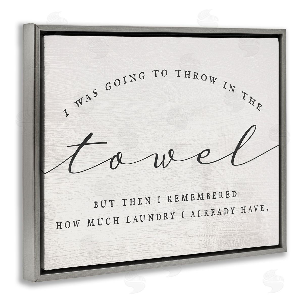 Stupell Studio Humorous Laundry Script Text Sign Grainy Pattern Gray Floating Frame Canvas Wall Art Print
