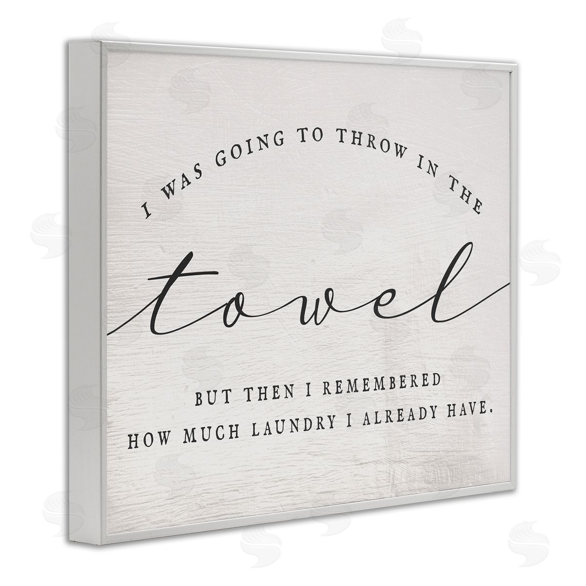 Stupell Studio Humorous Laundry Script Text Sign Grainy Pattern White Framed Giclee Wall Art Print