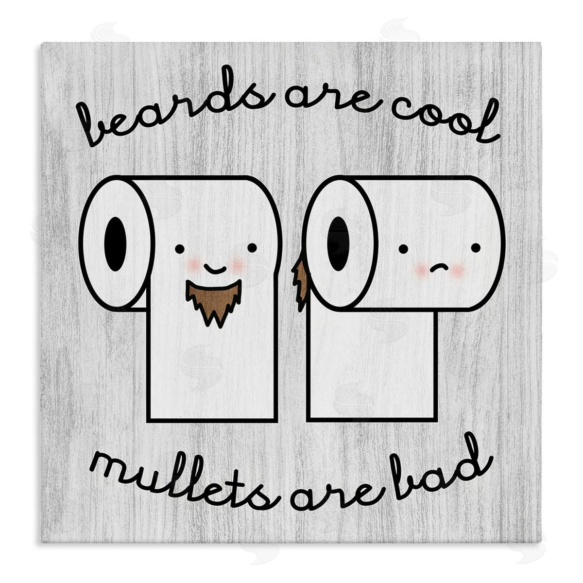 Stupell Studio Beards Vs. Mullets Toilet Paper Bathroom Humor Expression  Stretched Canvas Wall Art Print