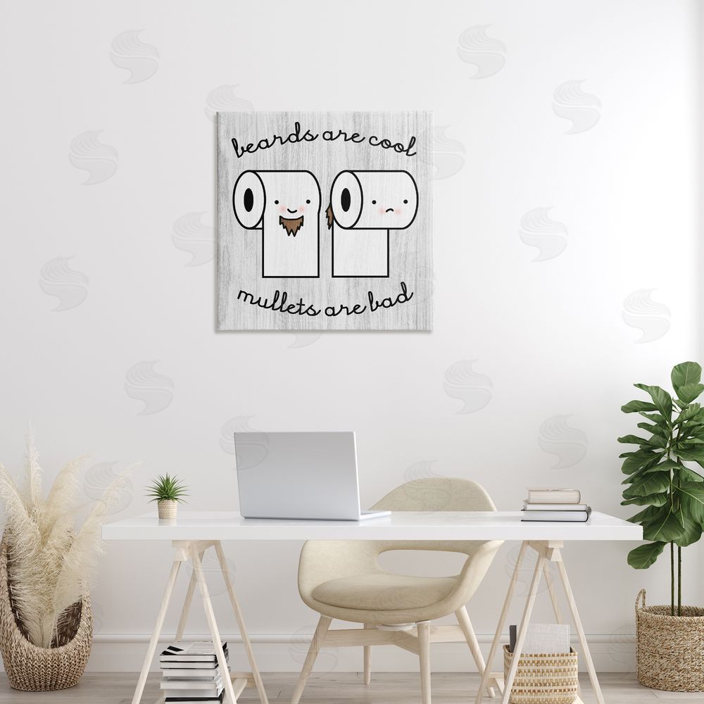 Stupell Studio Beards Vs. Mullets Toilet Paper Bathroom Humor Expression  Canvas Wall Art in Room