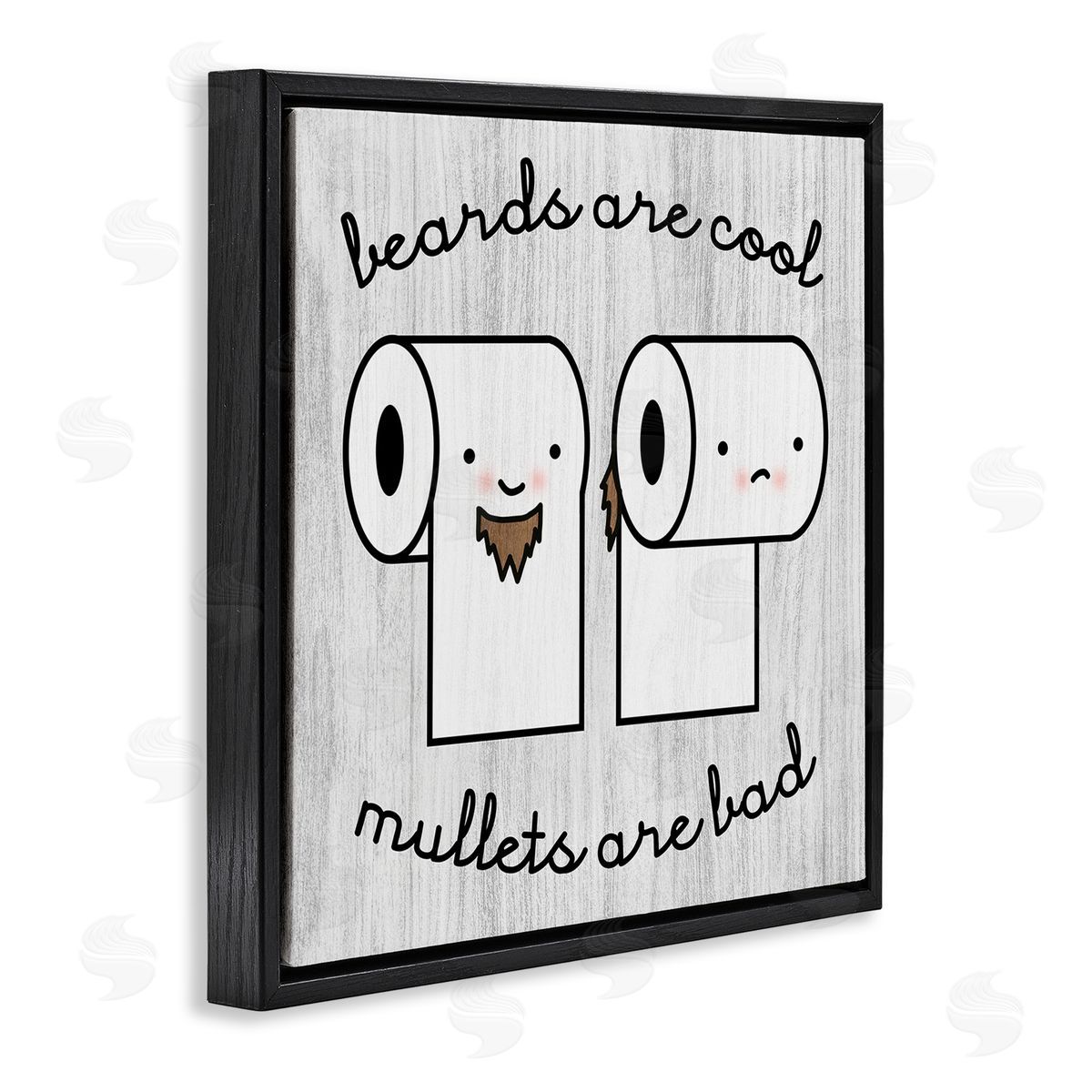 Stupell Studio Beards Vs. Mullets Toilet Paper Bathroom Humor Expression  Black Floating Frame Canvas Wall Art Print