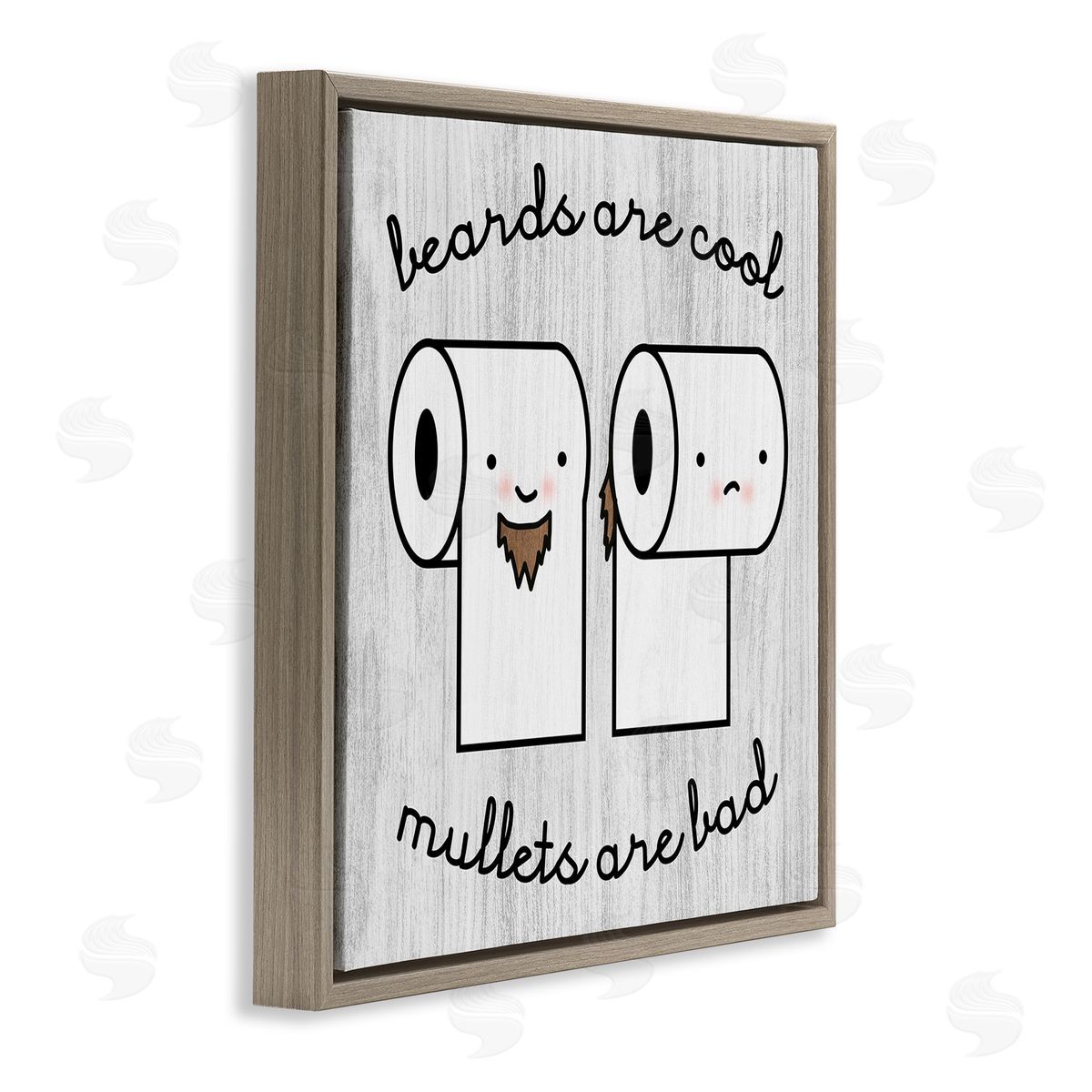 Stupell Studio Beards Vs. Mullets Toilet Paper Bathroom Humor Expression  Brown Floating Frame Canvas Wall Art Print