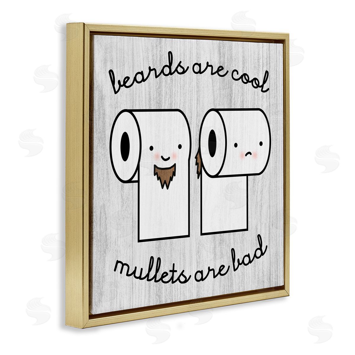 Stupell Studio Beards Vs. Mullets Toilet Paper Bathroom Humor Expression  Gold Floating Frame Canvas Wall Art Print