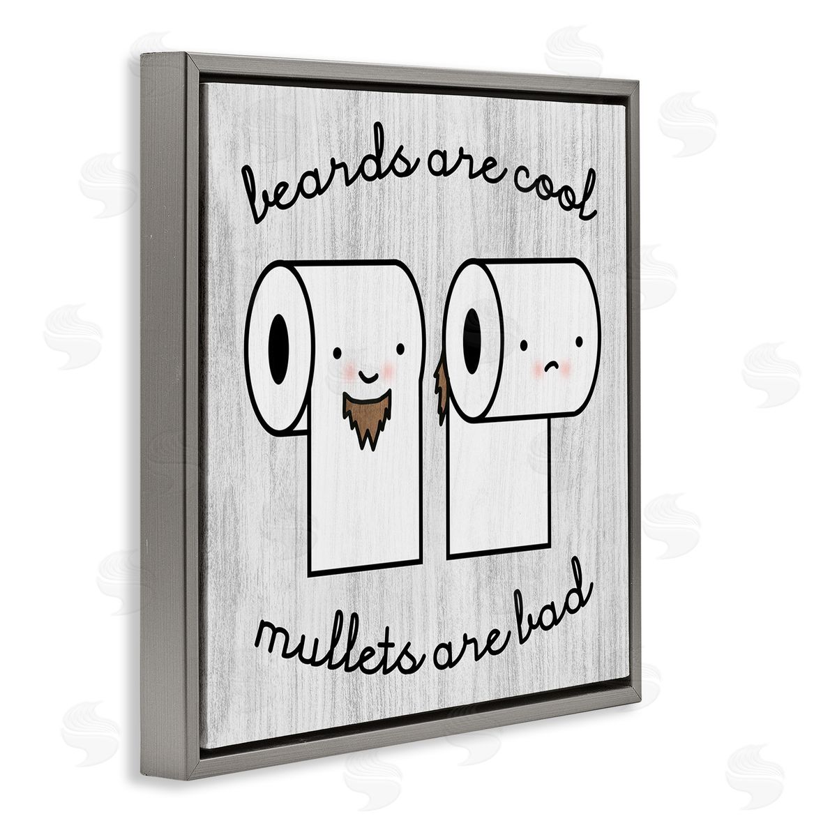 Stupell Studio Beards Vs. Mullets Toilet Paper Bathroom Humor Expression  Gray Floating Frame Canvas Wall Art Print