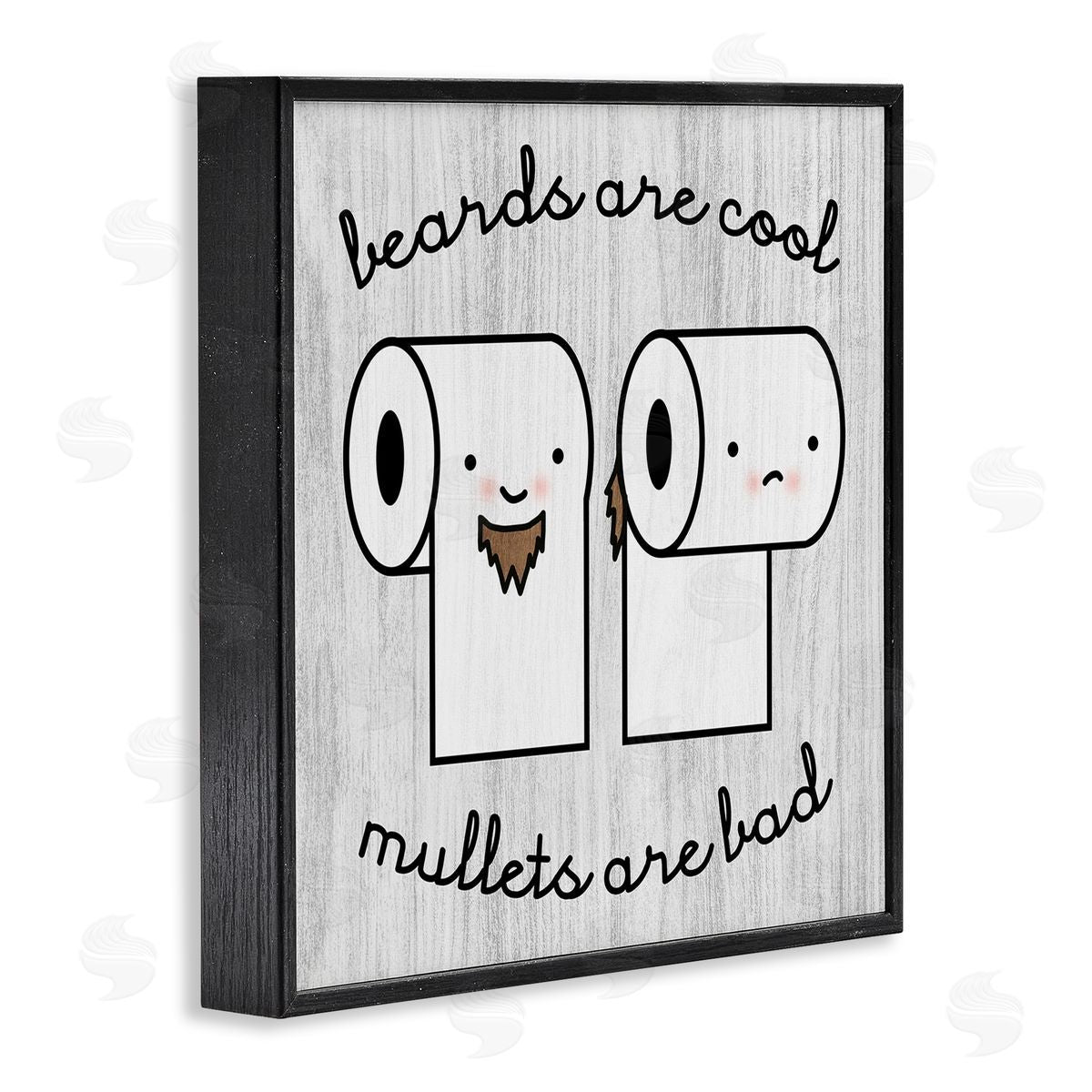 Stupell Studio Beards Vs. Mullets Toilet Paper Bathroom Humor Expression  Black Framed Glicee Wall Art Print
