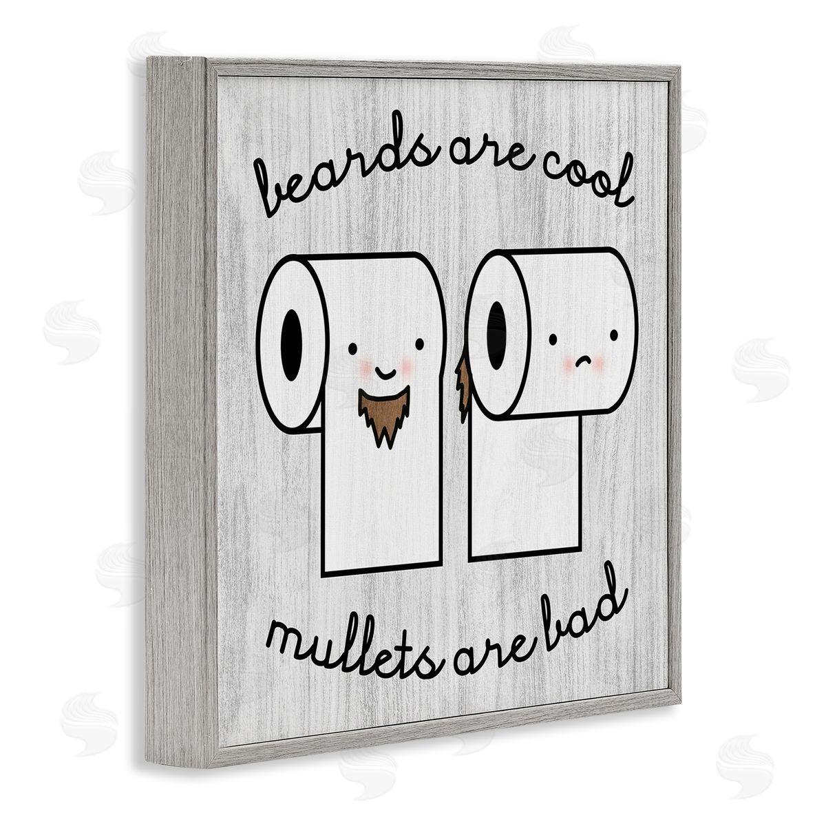Stupell Studio Beards Vs. Mullets Toilet Paper Bathroom Humor Expression  Gray Framed Glicee Wall Art Print