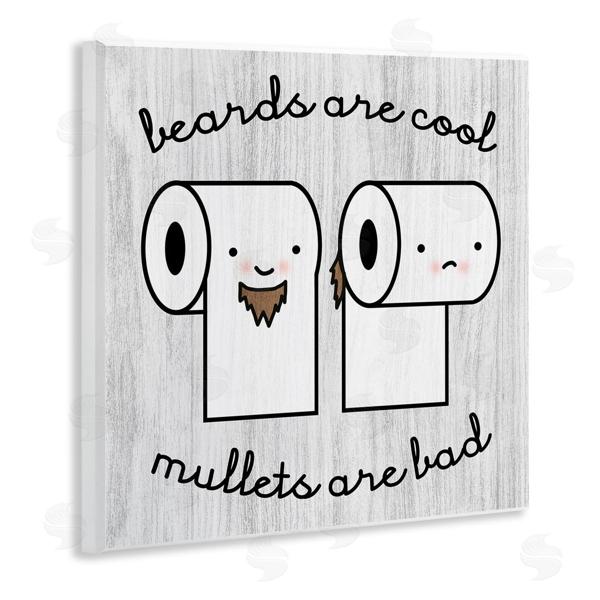 Stupell Studio Beards Vs. Mullets Toilet Paper Bathroom Humor Expression  Wooden Wall Plaque Art Print