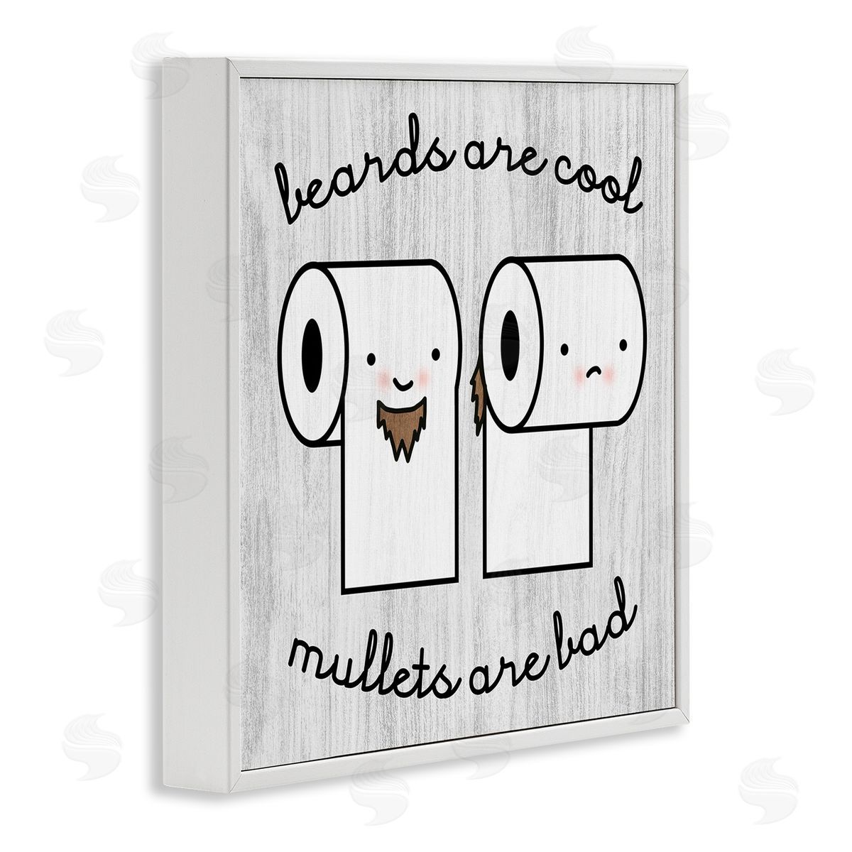Stupell Studio Beards Vs. Mullets Toilet Paper Bathroom Humor Expression  White Framed Glicee Wall Art Print