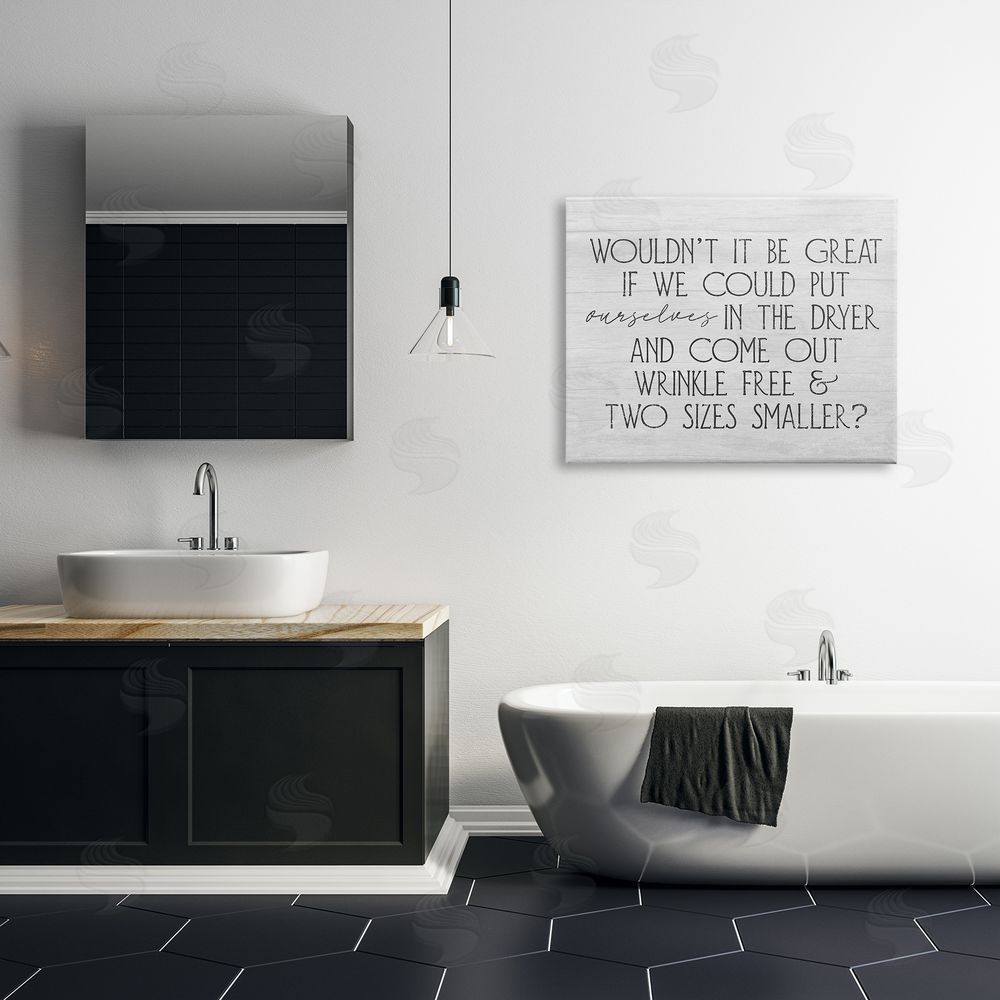 Stupell Studio Humorous Laundry Phrase Grainy Pattern Text Sign Canvas Wall Art Print in Room