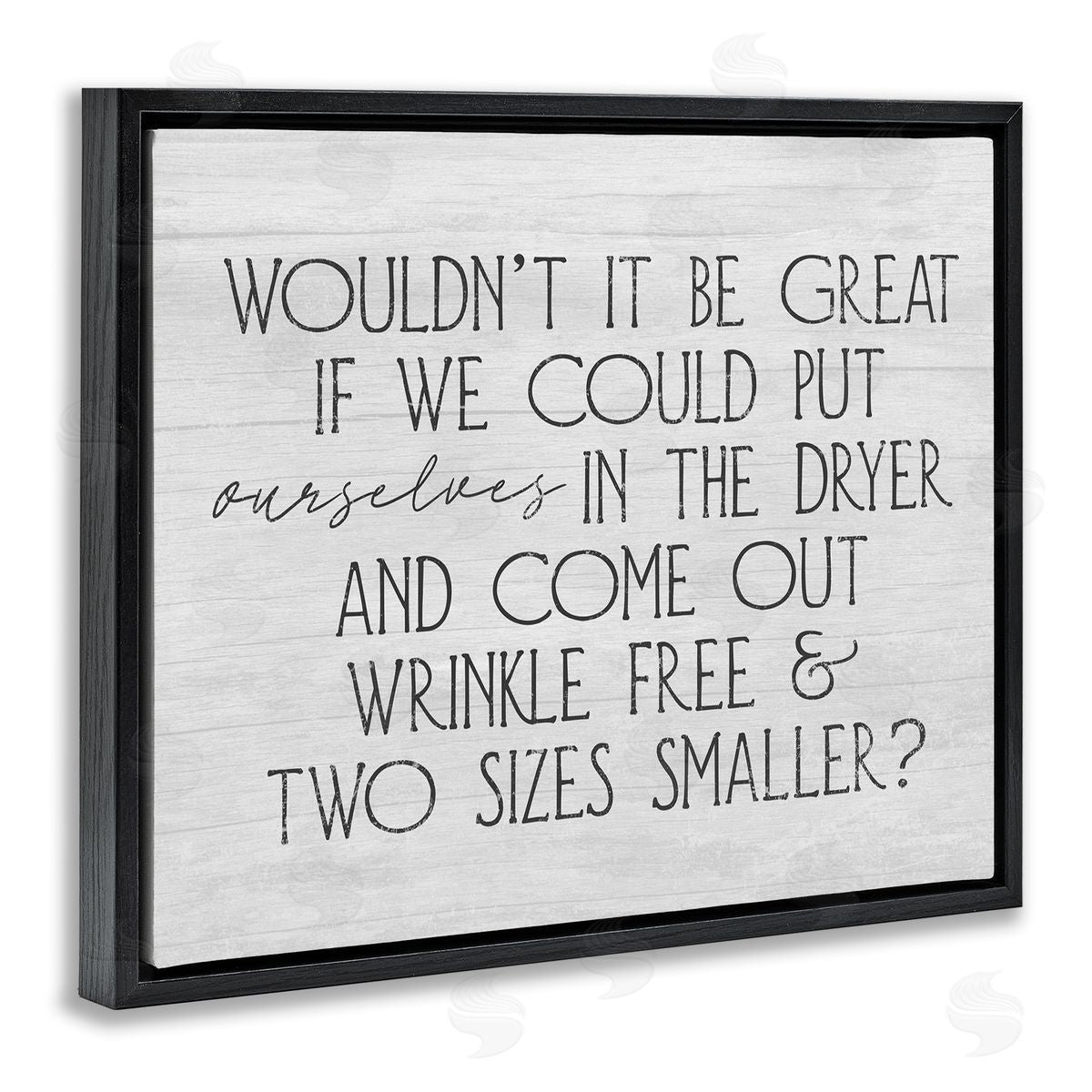 Stupell Studio Humorous Laundry Phrase Grainy Pattern Text Sign Black Floating Frame Canvas Wall Art Print
