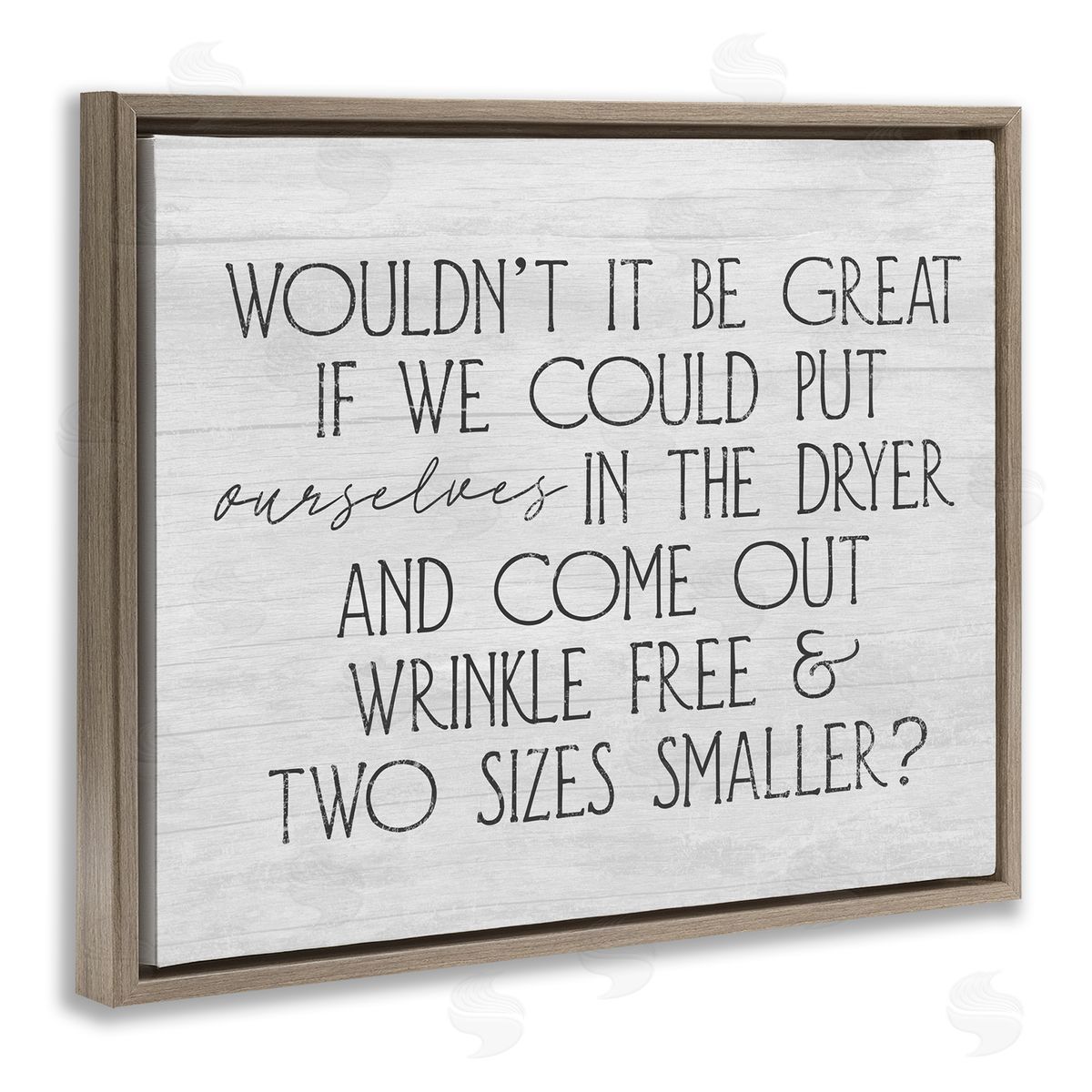 Stupell Studio Humorous Laundry Phrase Grainy Pattern Text Sign Brown Floating Frame Canvas Wall Art Print