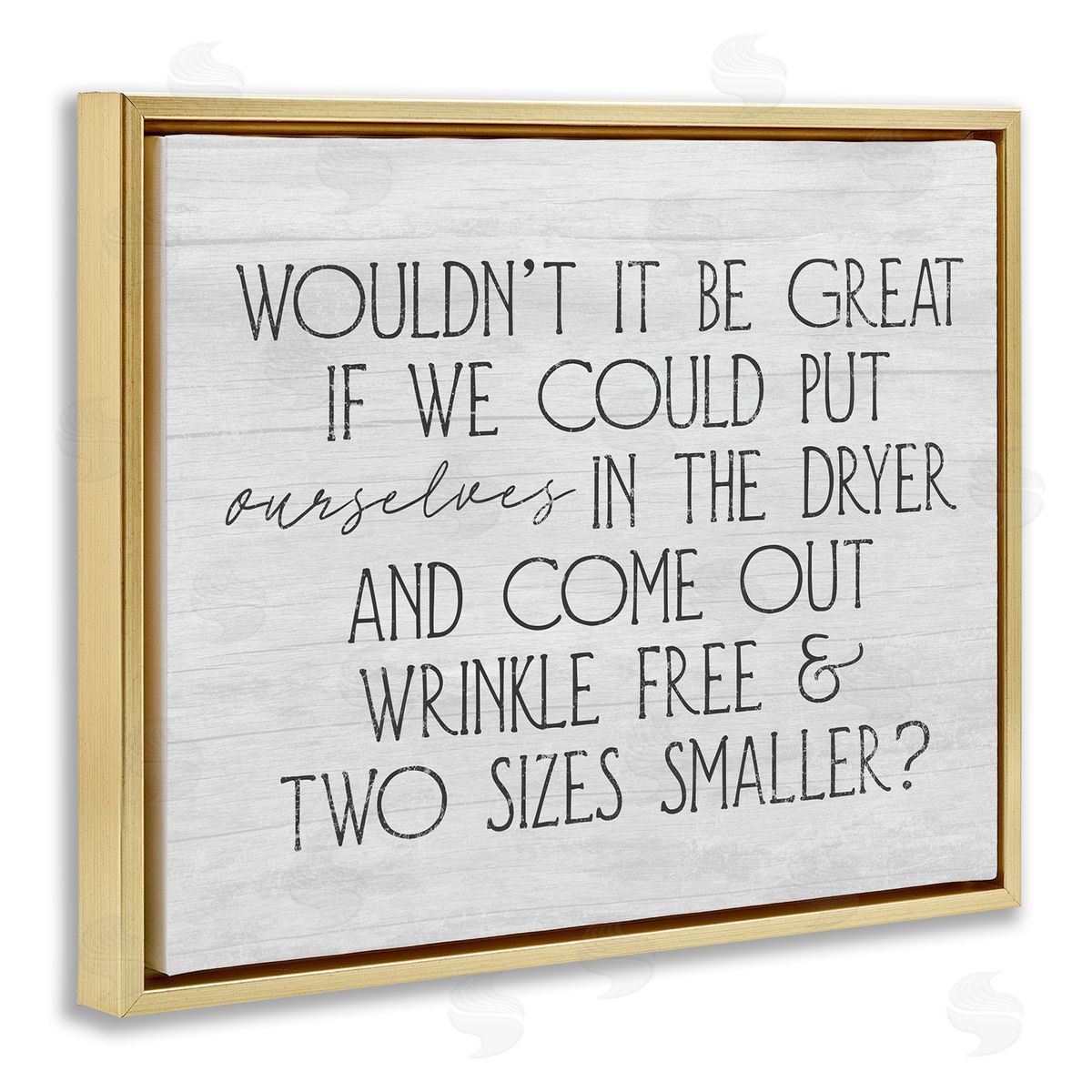 Stupell Studio Humorous Laundry Phrase Grainy Pattern Text Sign Gold Floating Frame Canvas Wall Art Print