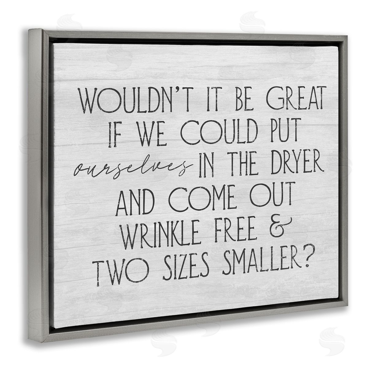 Stupell Studio Humorous Laundry Phrase Grainy Pattern Text Sign Gray Floating Frame Canvas Wall Art Print