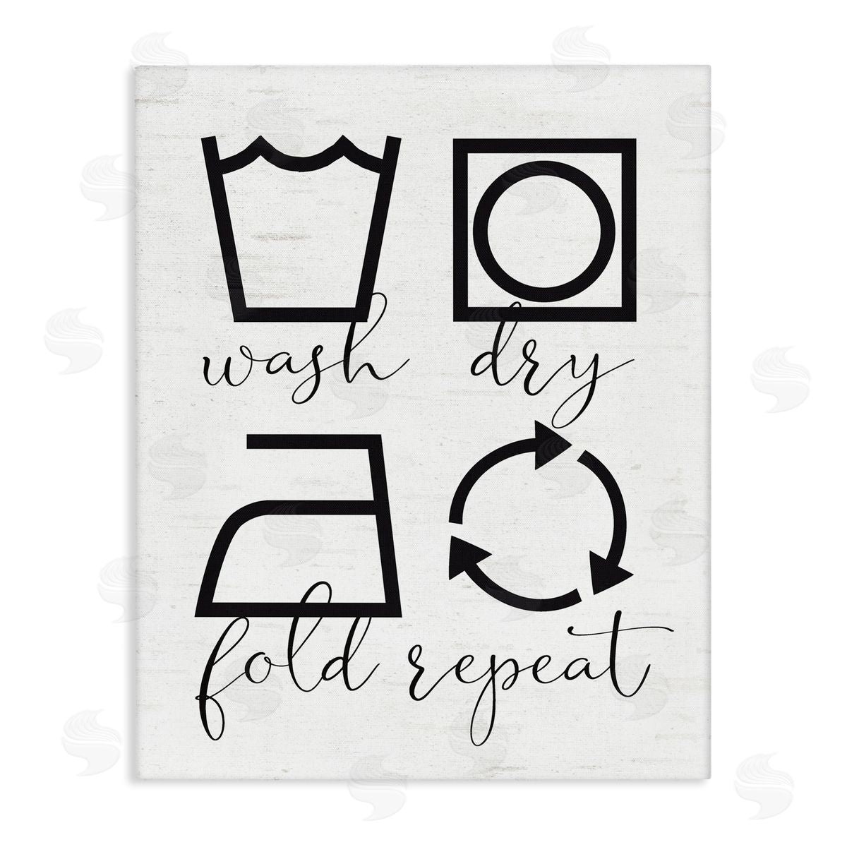 Lettered and Lined Helpful Laundry Symbol Calligraphy Guide Chart Stretched Canvas Wall Art Print