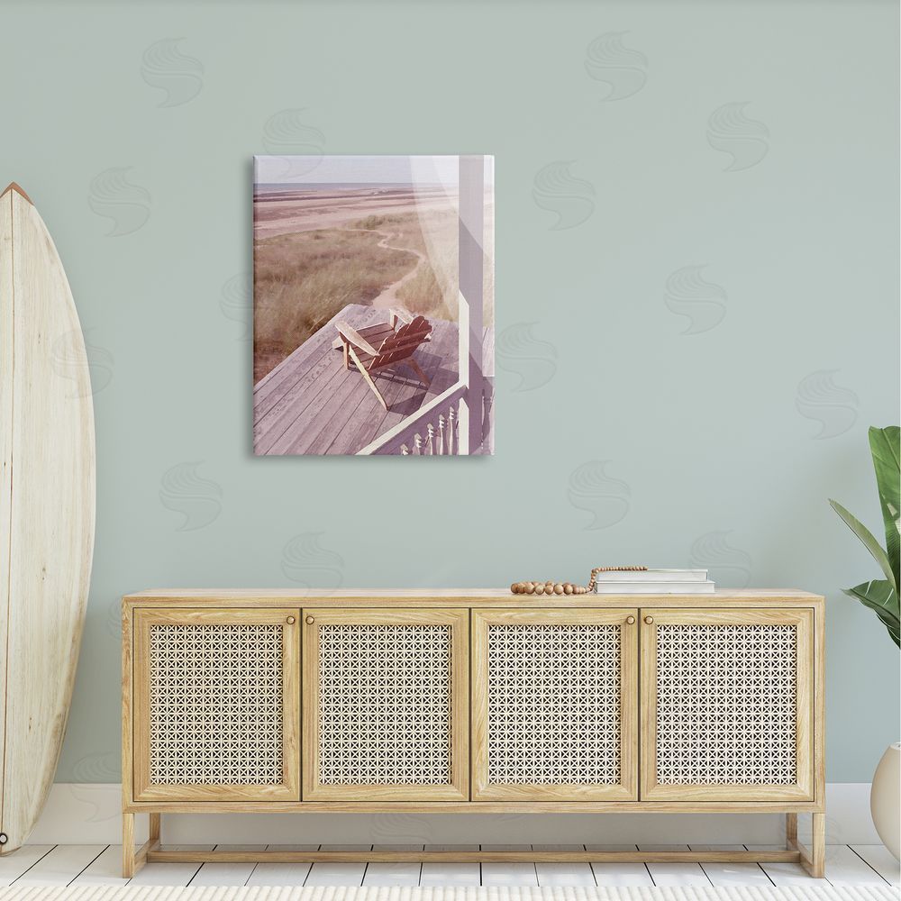 Noah Bay Lone Lounge Chair Rural Beach Grass Porch Canvas Wall Art Print in Room