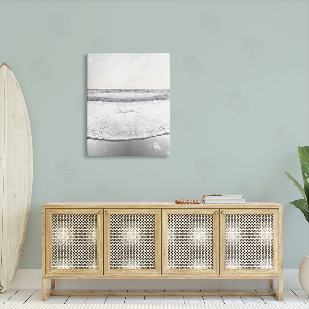 Natalie Carpentieri Ocean Water Waves Rushing Shoreline Sunny Scene Canvas Wall Art Print in Room