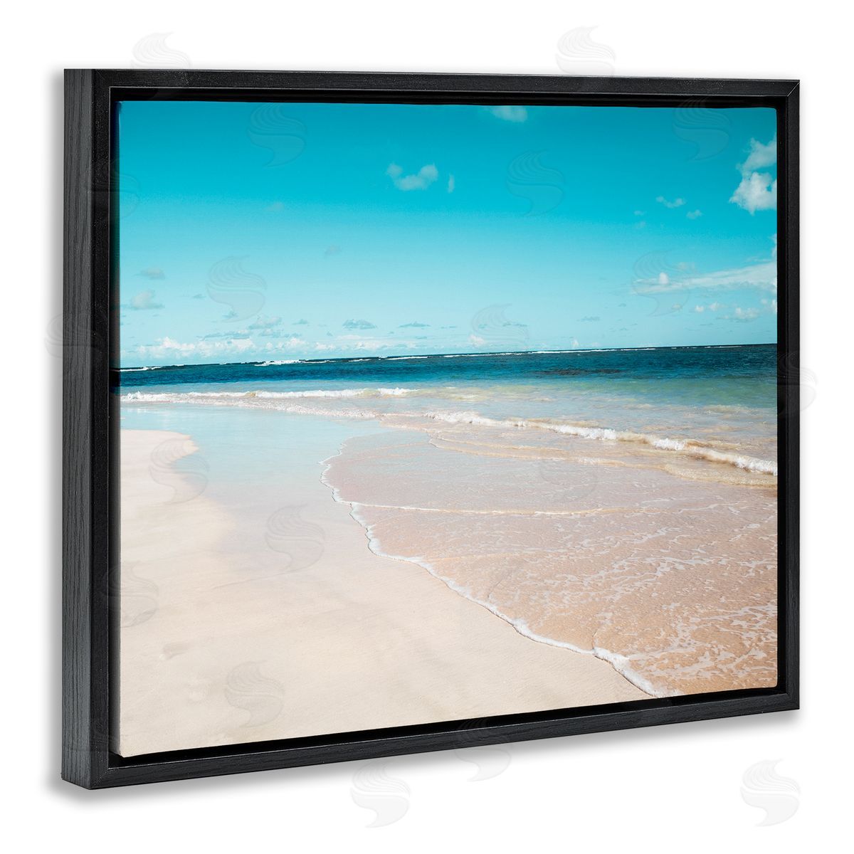 Danita Delimont Vivid Blue Panoramic Sky Sandy Beach Coast Black Floating Frame Canvas Wall Art Print