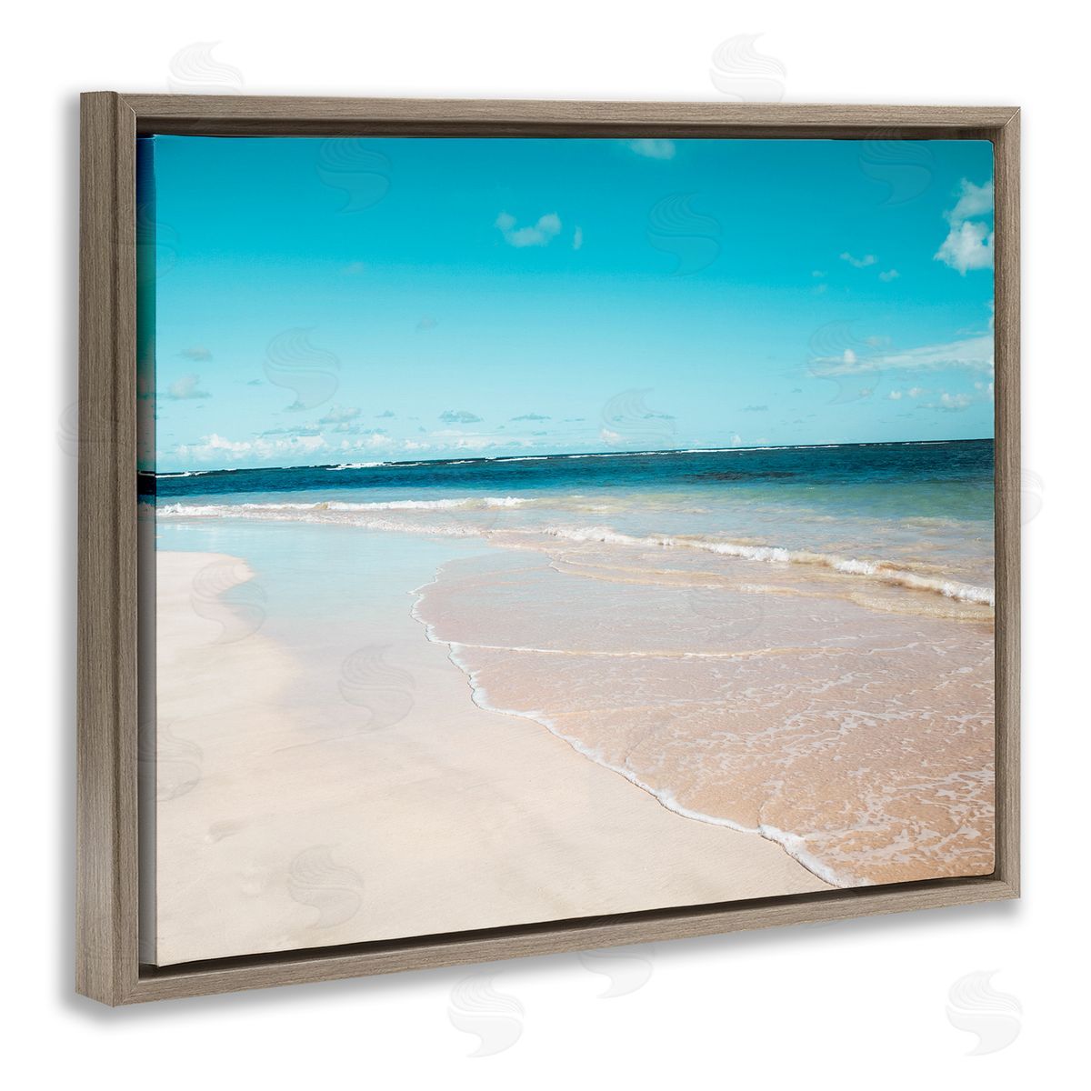 Danita Delimont Vivid Blue Panoramic Sky Sandy Beach Coast Brown Floating Frame Canvas Wall Art Print